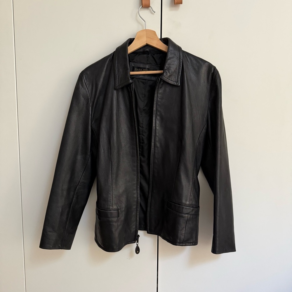Classic Black Leather Collared Jacket